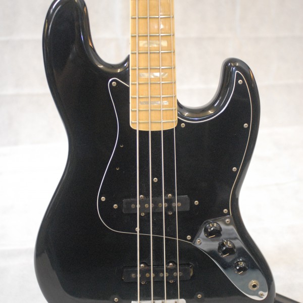 1977 Fender Jazz Bass USA Black with Black Guard Maple Neck 